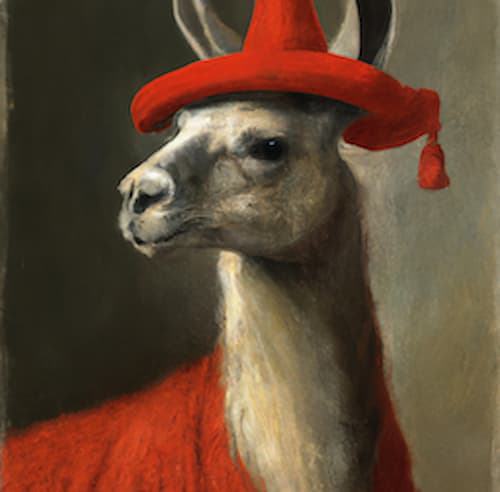 Llama with a Red Hat